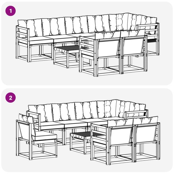 Комплект дивани за открито 9 pcs Естествено и черно
