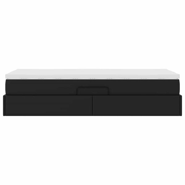 Легло с място за съхранение и матрак с матрак Черно 90 x 200 cm
