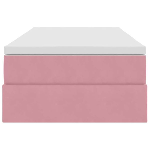 Легло с място за съхранение и матрак Розово 90 x 190 cm Кадифе