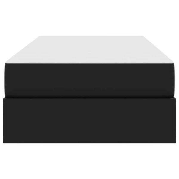 Легло с място за съхранение и матрак с матрак 2 pcs Черно Кожа
