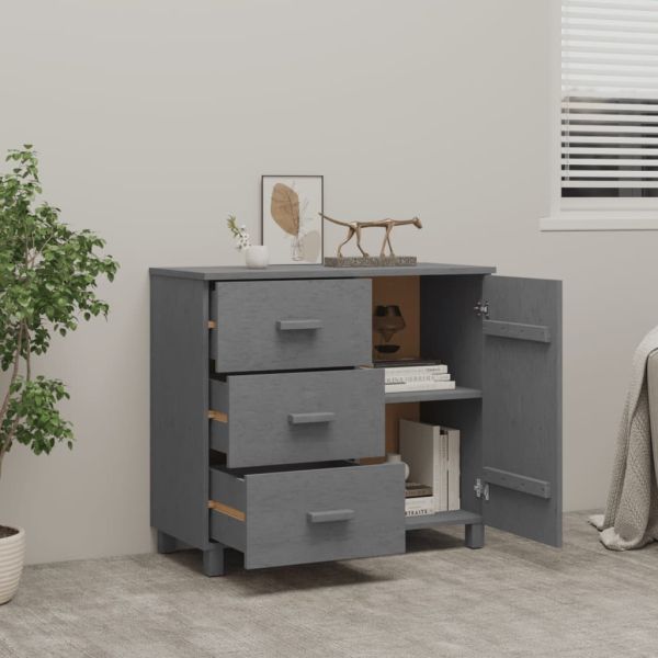 Сайдборд HAMAR тъмносив 90x40x80 см борово дърво масив