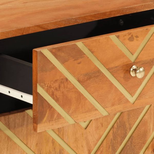 Нощно шкафче, кафяво и черно, 50x33x60 см, мангово дърво масив