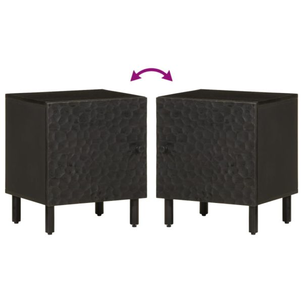 Нощни шкафчета, черни, 2 бр, 40x33x46 см, манго масив