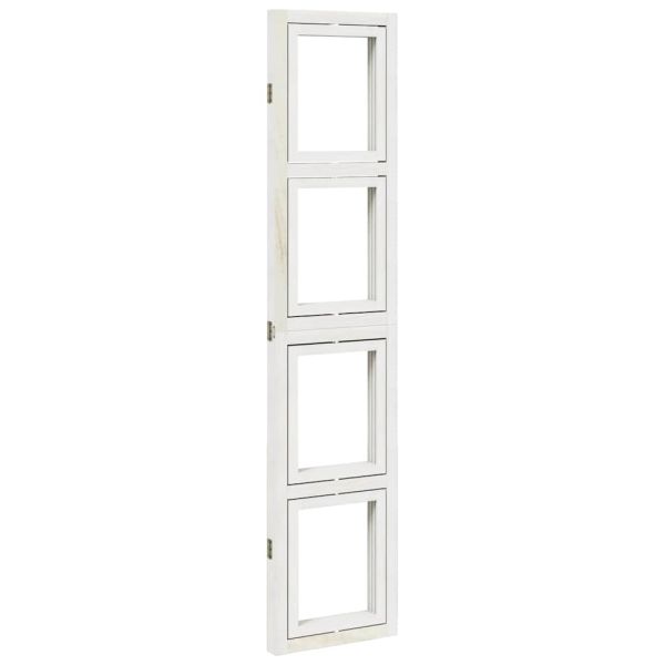 Разделител за стая, 3 панела, бял, дърво пауловния масив