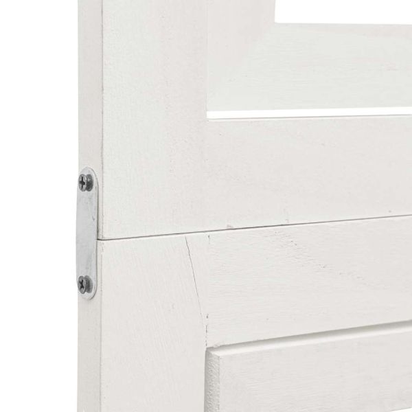 Разделител за стая, 3 панела, бял, дърво пауловния масив