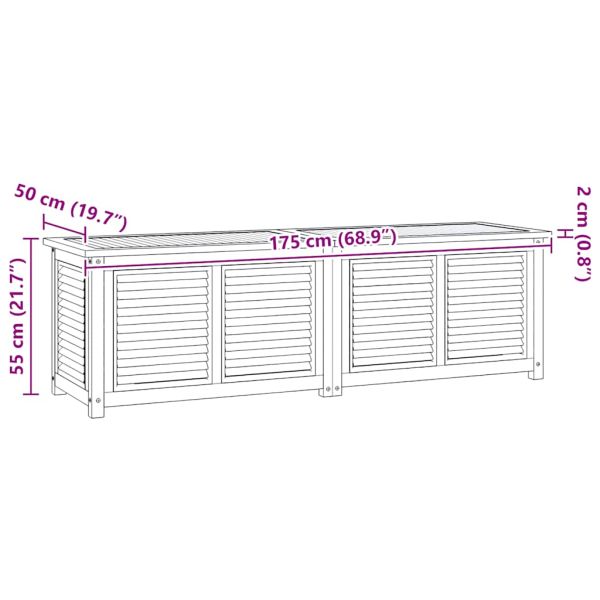 Градинска кутия за съхранение с чанта, 175x50x55 см, тик масив