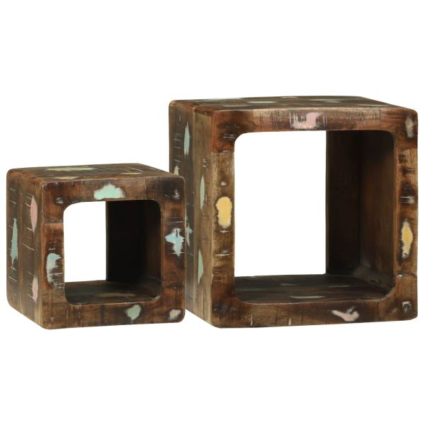 ТВ Единици с рафт 2 pcs Многоцветен Солидно възстановено дърво