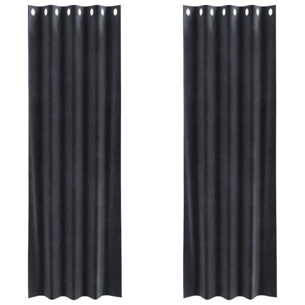 Затъмняващи завеси 2 pcs Тъмен сив 140 x 245 cm Кадифе