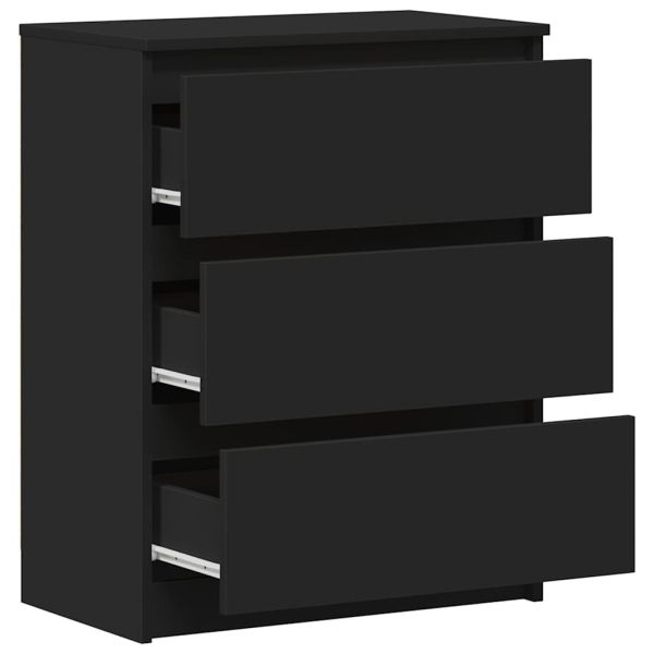 Сайдборд, черен, 60x35x76 см, инженерно дърво