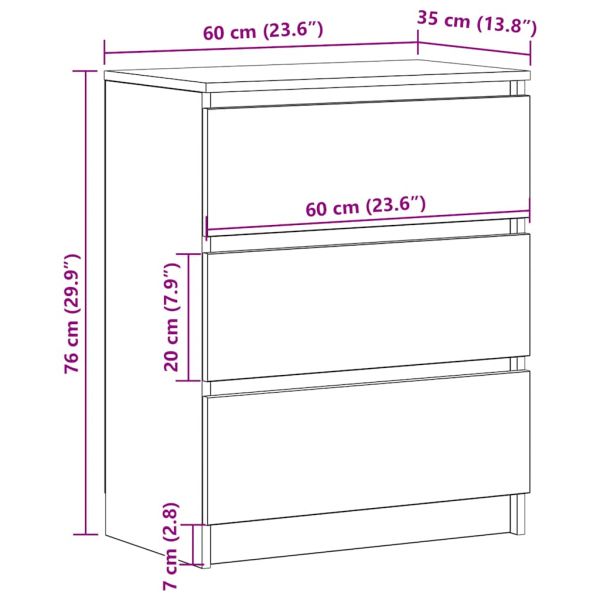 Сайдборд, черен, 60x35x76 см, инженерно дърво