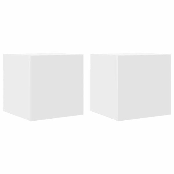 ТВ шкафове за стенен монтаж, 2 бр, бели, 30,5x30x30 см