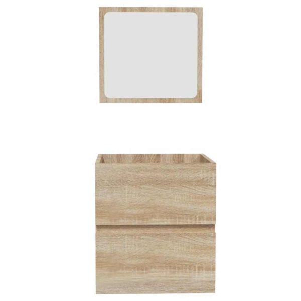 Шкаф за баня с огледало, сонома дъб, инженерно дърво