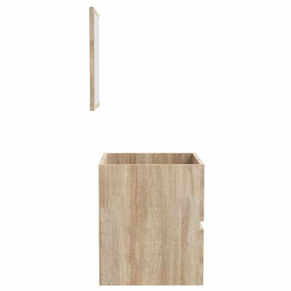 Шкаф за баня с огледало, сонома дъб, инженерно дърво