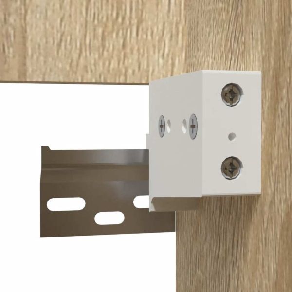 Шкаф за баня с огледало, сонома дъб, инженерно дърво