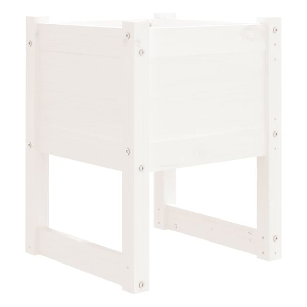 Плантер, бяла, 40x40x52,5 см, борово дърво масив