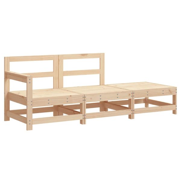 Градински лаундж комплект с възглавници, 3 части, дърво масив