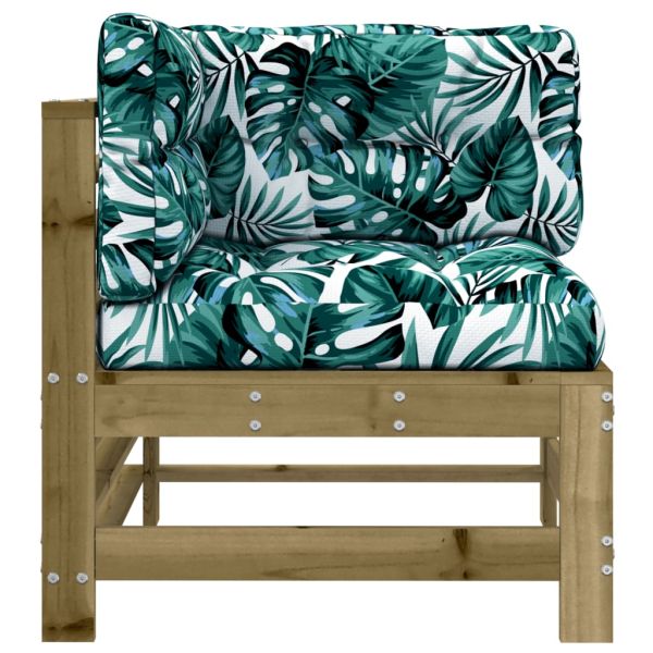 Ъглови дивани с възглавници 2 бр сиви импрегнирано борово дърво