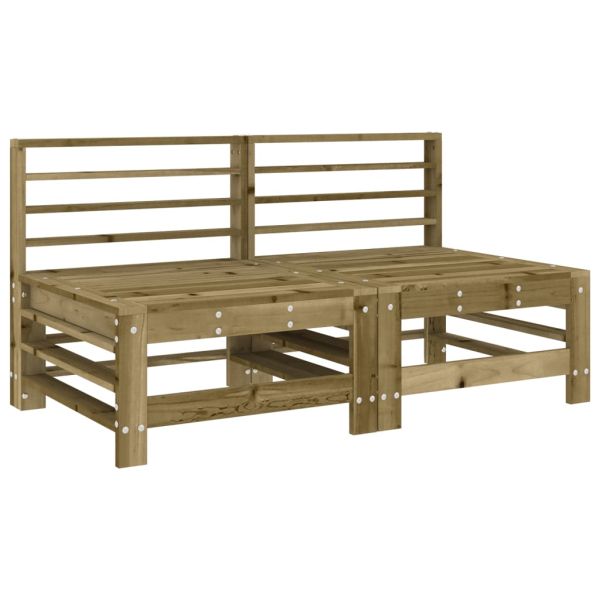 Средни дивани с възглавници 2 бр сиви импрегнирано борово дърво