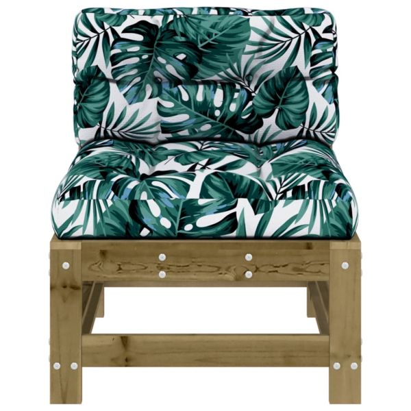 Средни дивани с възглавници 2 бр сиви импрегнирано борово дърво