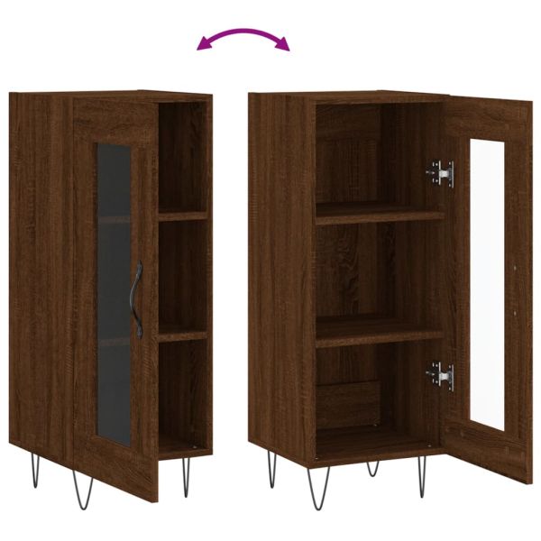 Сайдборд, кафяв дъб, 34,5x34x90 см, инженерно дърво