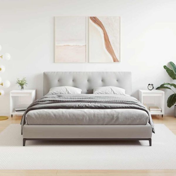 Нощни шкафчета, 2 бр, бял гланц, 40x35x50 см, инженерно дърво