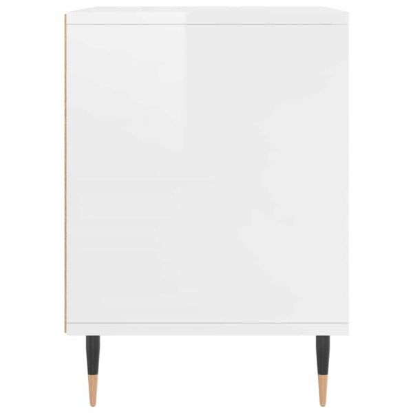 Нощни шкафчета, 2 бр, бял гланц, 40x35x50 см, инженерно дърво