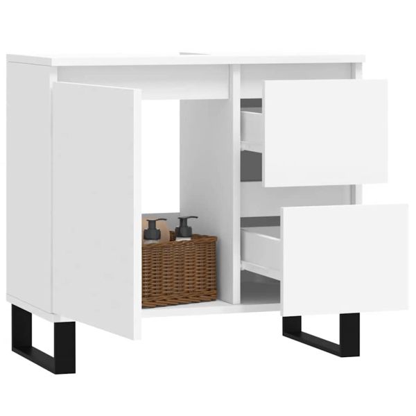 Шкаф за баня, бял, 65x33x60 см, инженерно дърво