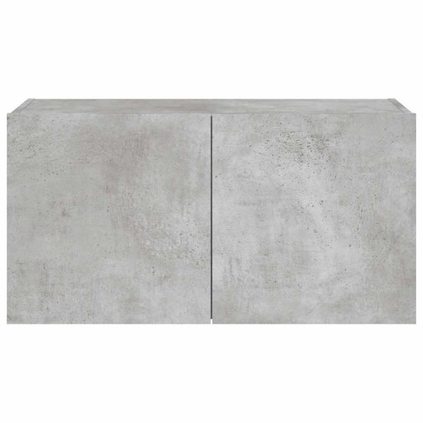 Стенен ТВ шкаф с LED осветление, бетонно сив, 80x35x41 см