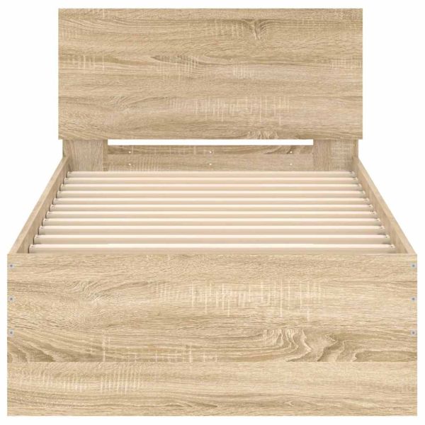 Рамка за легло с табла, дъб сонома, 75x190 см, инженерно дърво