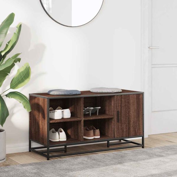 Пейка за обувки Кафяв дъб Изработена дървесина и метал