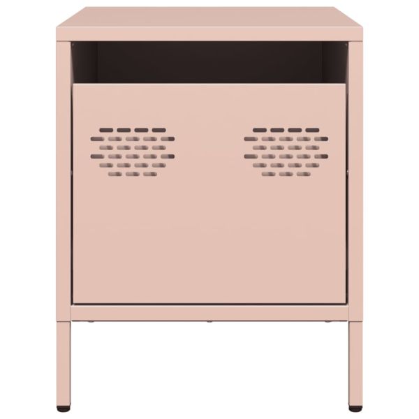 Нощни шкафчета, 2 бр, розови, 35x39x43,5 см, стомана