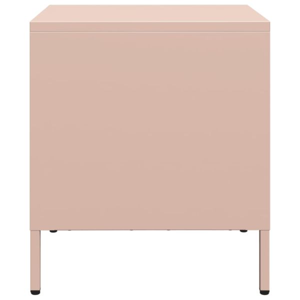 Нощни шкафчета, 2 бр, розови, 35x39x43,5 см, стомана
