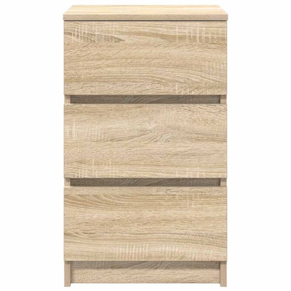 Нощни шкафчета с 3 чекмеджета, 2 бр, дъб сонома, 39x35x65 см