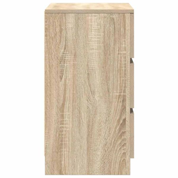 Нощни шкафчета с 3 чекмеджета, 2 бр, дъб сонома, 39x35x65 см