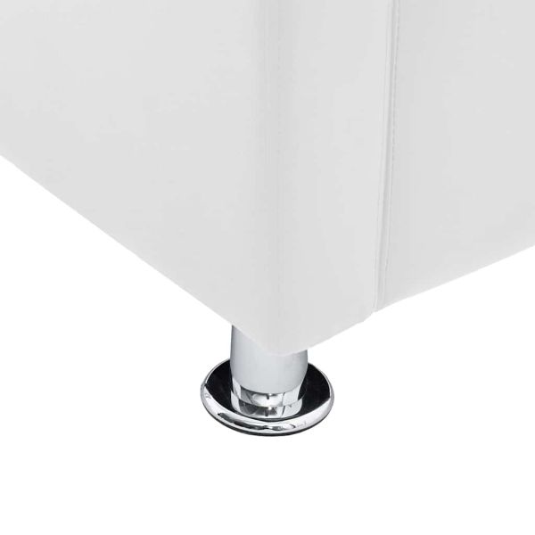 Фотьойл с кубична форма, бял, изкуствена кожа