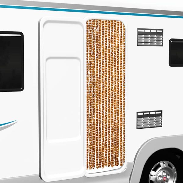 Завеса против насекоми, охра и бяло, 56x185 см, шенил