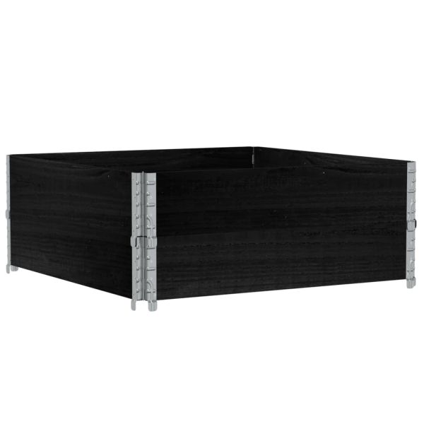 Градинска кашпа, черен, 100x100 см, борова дървесина масив