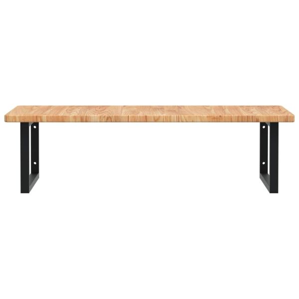 Стенен рафт за мивка, стомана и масивно дърво дъб