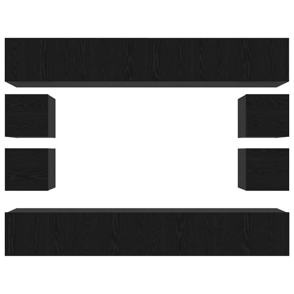 Комплект ТВ шкаф Монтиране на стена Черния дъб Инженерно дърво