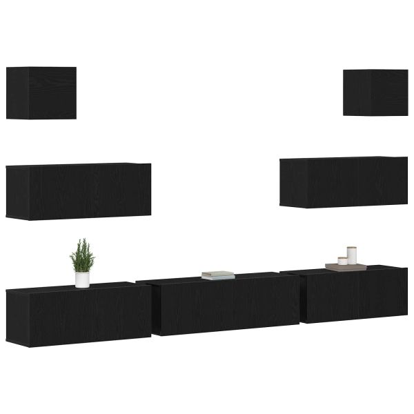Комплект ТВ шкаф 7 pcs Черния дъб 100 x 30 x 30 cm