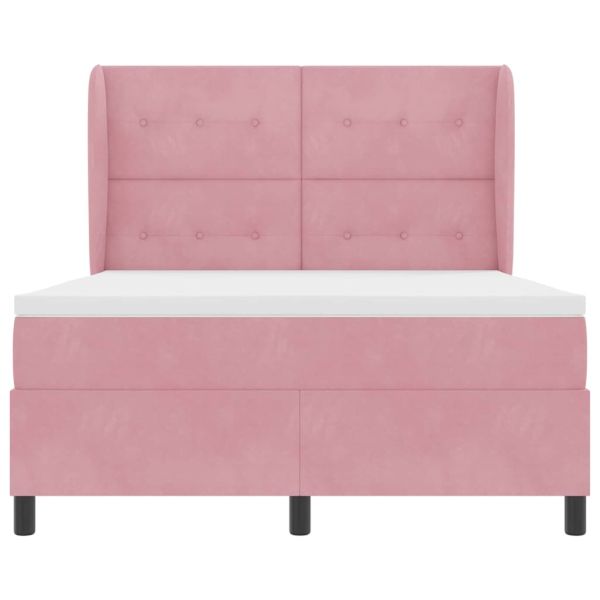 Легло с пружинирана основа с матрак Розово 200 x 160 см Кадифе