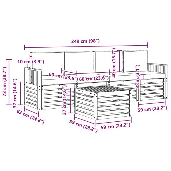 Комплекти дивани Натурален и Антрацит Солидно акациево дърво