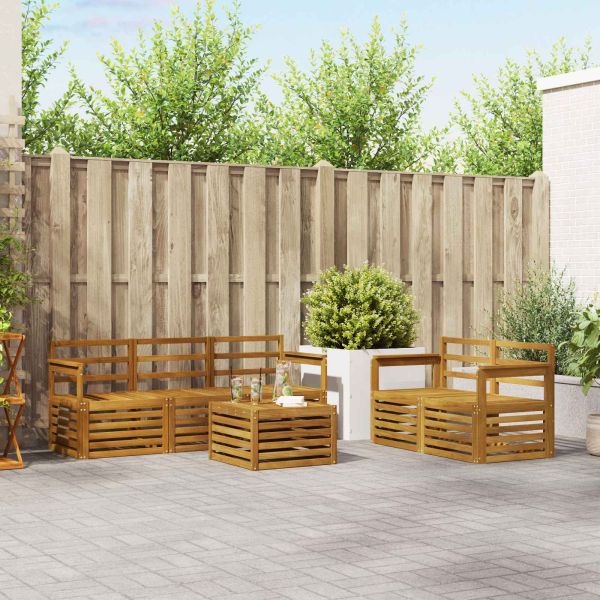 Комплекти дивани 6 pcs Естествен Солидно акациево дърво