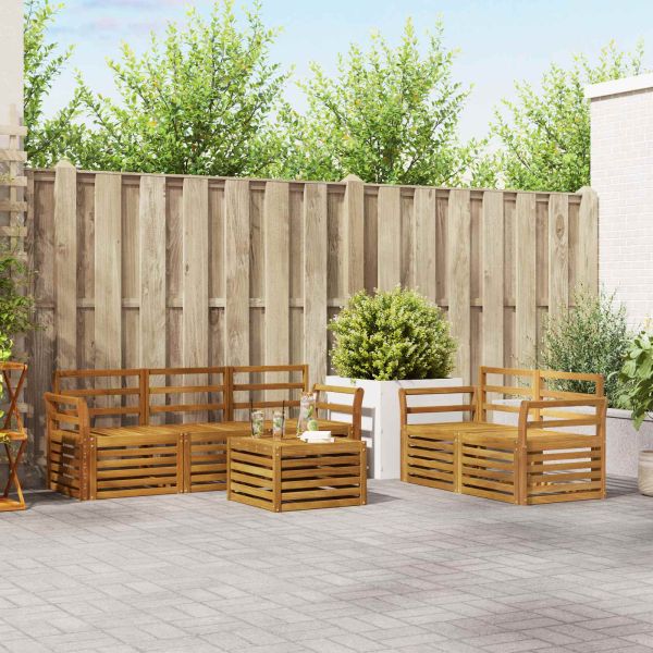 Комплекти дивани 6 pcs Естествен Солидно акациево дърво