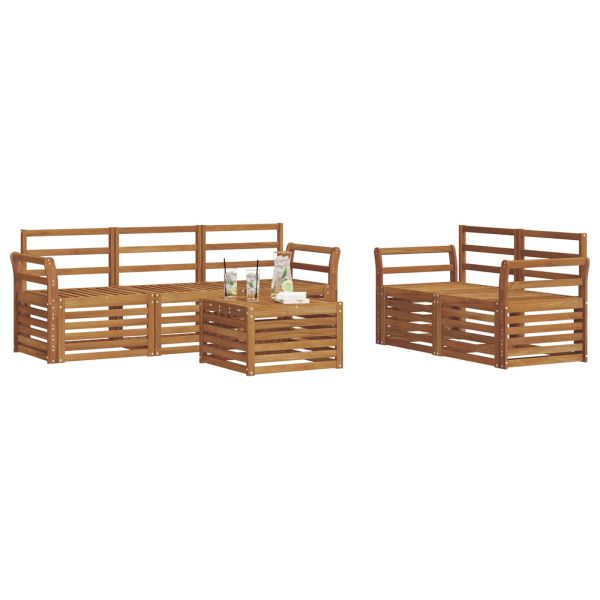 Комплекти дивани 6 pcs Естествен Солидно акациево дърво