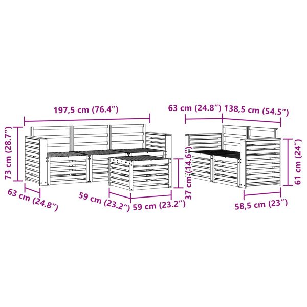 Комплекти дивани 6 pcs Естествен Солидно акациево дърво