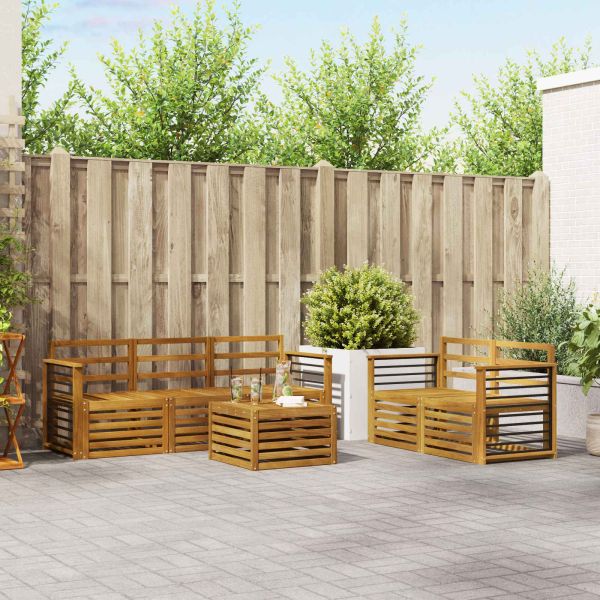 Комплекти дивани 6 pcs Естествен Солидно акациево дърво