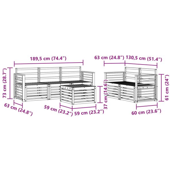 Комплекти дивани 6 pcs Естествен Солидно акациево дърво