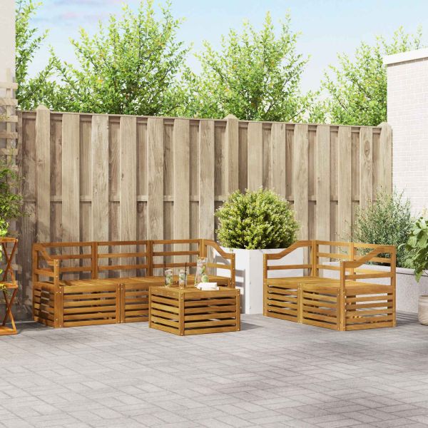 Комплекти дивани 6 pcs Естествен Солидно акациево дърво