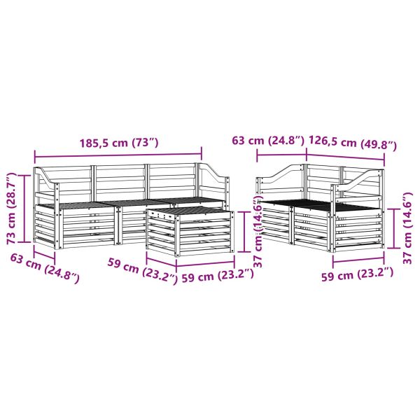 Комплекти дивани 6 pcs Естествен Солидно акациево дърво